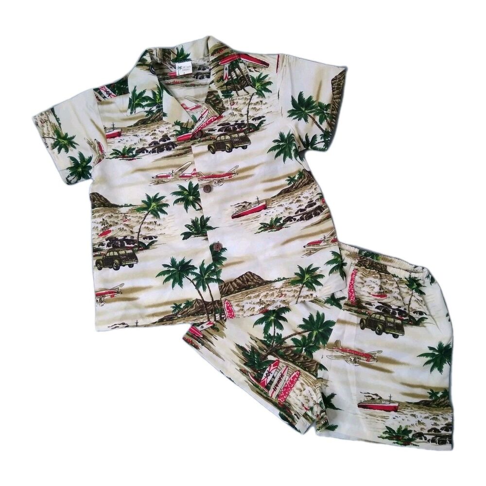 Koko Keiki Hawaiian Outfit Shirt Short Set Size 4T Vacation Beach Summer Travel